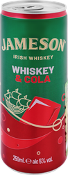 Напиток слабоалкогольный JAMESON & Cola 5%, 0.25л, крупный план