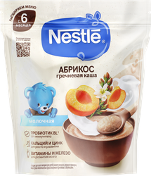 Каша гречневая NESTLE молочная, с абрикосом, с 6 месяцев, 200г, фото