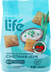 Чипсы протеиновые ЛЕНТА LIFE со вкусом сметана с луком, 60г, изображение