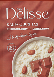 Каша овсяная DELISSE с шоколадом и миндалем, 40г, детальное фото