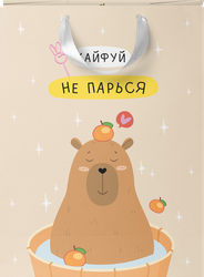 Пакет подарочный CITY HOME TRADE Котик и Капибара 31х41х10см, Арт. XL, детальное фото