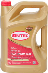 Масло моторное SINTEC Platinum 7000 5W-40 A3/B4 SN/CF, синтетическое, 9л, крупный план