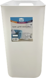 Бак для мусора HAPPI DOME прямоугольный, белый, пластик, 15л, Арт. HDB-16015-WHT, фотография
