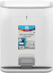 Бак для мусора HAPPI DOME прямоугольный, с крышкой, серый, пластик, 12л, Арт. HDB-18012-GRY, фотография