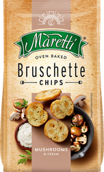 Сухарики пшеничные MARETTI Брускетти, со вкусом грибы со сметаной, 80г, вид