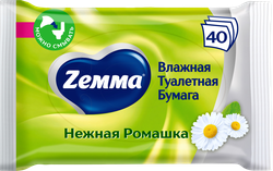 Бумага туалетная влажная ZEMMA Нежная ромашка, 40шт, картинка