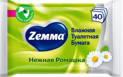 Бумага туалетная влажная ZEMMA Нежная ромашка, 40шт, картинка