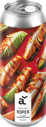 Напиток пивной АЛЯСКА Street Food Корея нефильтрованный непастеризованный неосветленный 6,5%, 0.45л, крупный план
