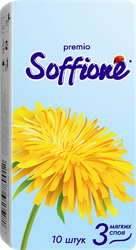 Платочки бумажные SOFFIONE 3 слоя, 10шт, фотография
