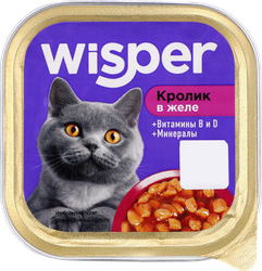 Корм консервированный для кошек WISPER Кусочки в желе с кроликом, 100г, картинка