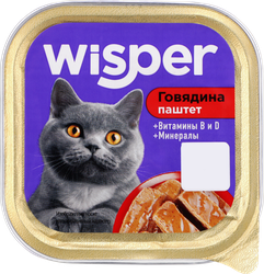 Корм консервированный для кошек WISPER Паштет с говядиной, 100г, детальное фото