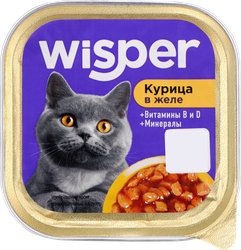 Корм консервированный для кошек WISPER Кусочки в желе с курицей, 100г, детальное фото