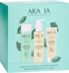 Набор подарочный ARAVIA LABORATORIES Matte&Clear, для ухода за проблемной кожей лица, 475мл, крупный план