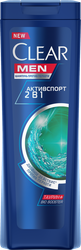 Шампунь-бальзам-ополаскиватель для волос мужской CLEAR Активспорт 2в1, против перхоти, 200мл, вид