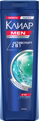 Шампунь-бальзам-ополаскиватель для волос мужской CLEAR Активспорт 2в1, против перхоти, 200мл, вид