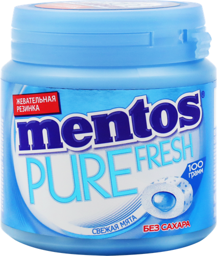 Жевательная резинка MENTOS Pure со вкусом мяты, 100г, крупный план