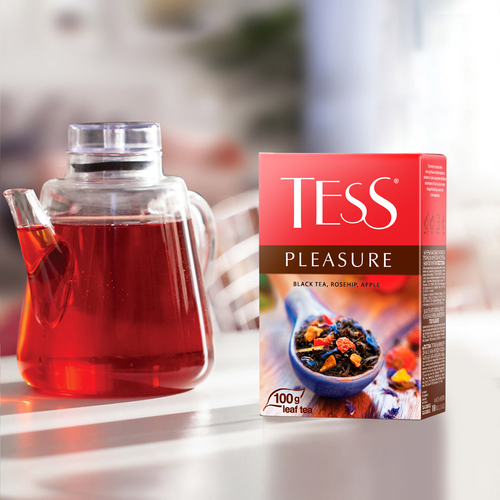 Чай черный TESS Pleasure с добавками листовой, 100г, вид