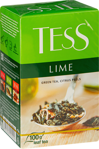 Чай зеленый TESS Lime с цедрой цитрусовых и ароматом лайма листовой, 100г, вид
