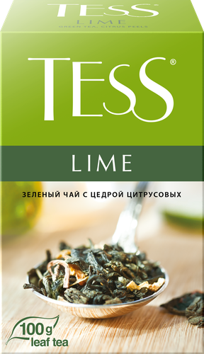 Чай зеленый TESS Lime с цедрой цитрусовых и ароматом лайма листовой, 100г, картинка