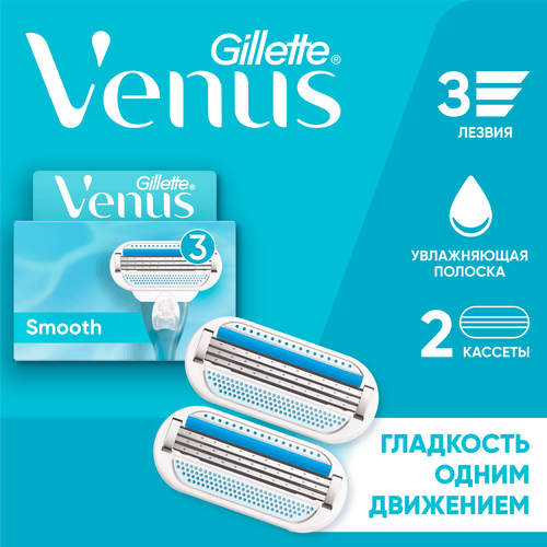 Кассеты сменные для бритья GILLETTE Venus Smooth, 2шт, картинка