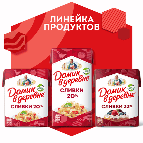Сливки стерилизованные ДОМИК В ДЕРЕВНЕ 20%, без змж, 200г, фотография