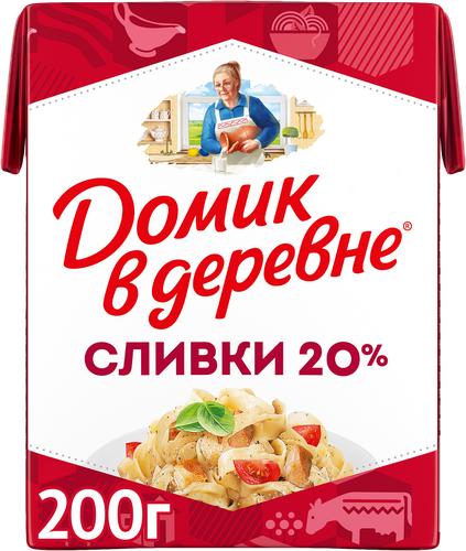Сливки стерилизованные ДОМИК В ДЕРЕВНЕ 20%, без змж, 200г, изображение