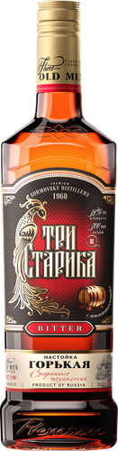 Настойка ТРИ СТАРИКА 35-40%, горькая, 0.5л, изображение