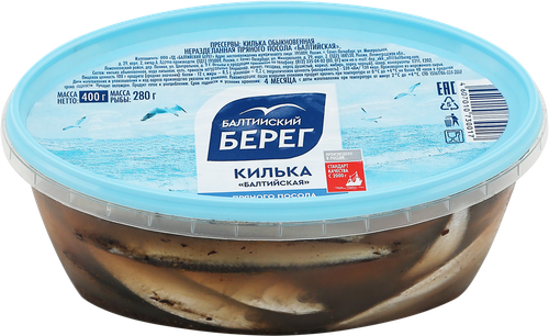 Килька Балтийская пряного посола БАЛТИЙСКИЙ БЕРЕГ, 400г, детальное фото