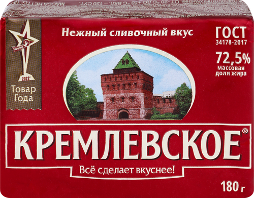 Спред растительно-жировой ТМ КРЕМЛЕВСКОЕ, с змж, 180г, детальное фото
