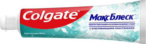 Зубная паста COLGATE Макс Блеск Кристальная мята с отбеливающими пластинками для свежего дыхания и отбеливания зубов, 100мл, картинка