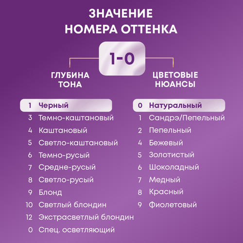 Крем-краска для волос ПАЛЕТТ Интенсивный цвет 1–0 (N1) Черный, 110мл, фото