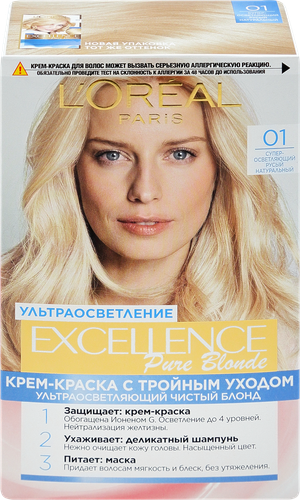 Краска для волос EXCELLENCE 01 Суперосветляющий русый натуральный, 176мл, картинка