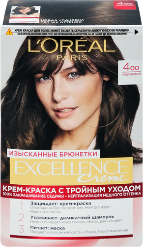 Краска для волос EXCELLENCE 4.00 Каштановый, 176мл, детальное фото