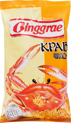 Чипсы хрустящие БИНГРЭ Краб, 50г, картинка