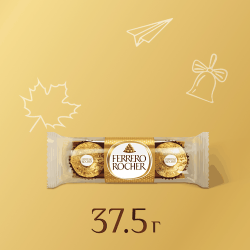 Конфеты FERRERO ROCHER из молочного шоколада с кремовой начинкой, 38г, детальное фото