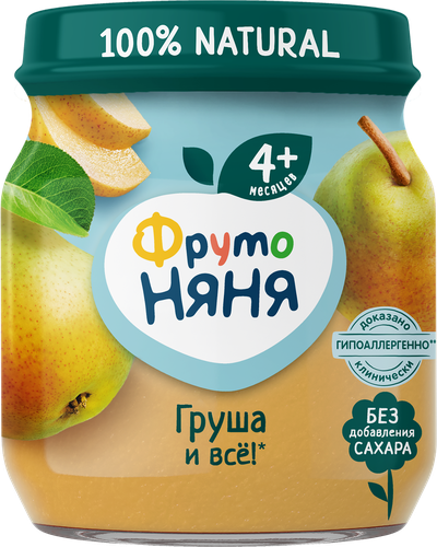 Пюре фруктовое ФРУТОНЯНЯ Груша, с 4 месяцев, 100г, картинка
