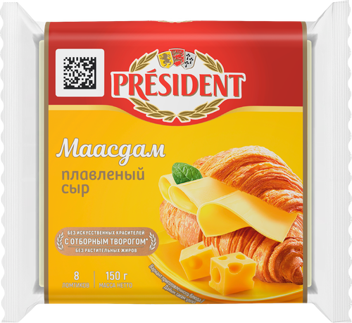Сыр плавленый PRESIDENT Маасдам 40%, без змж, 150г, детальное фото