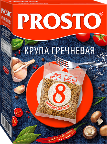 Крупа гречневая PROSTO высший сорт, в пакетиках, 8х62,5г, вид