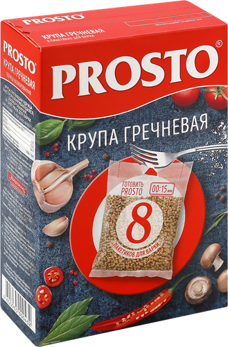 Крупа гречневая PROSTO высший сорт, в пакетиках, 8х62,5г, крупный план
