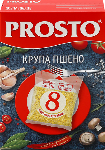 Пшено PROSTO высший сорт, в пакетиках, 8х62,5г, вид