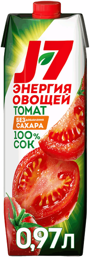 Сок J7 Томат с солью с мякотью, без сахара, 0.97л, фото