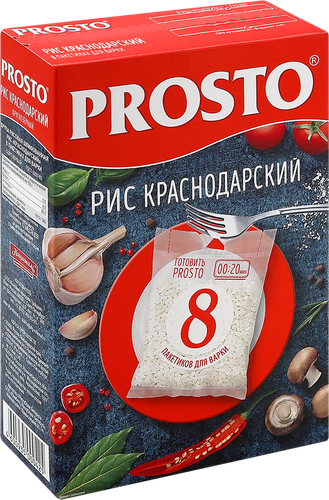Рис PROSTO Краснодарский 1-й сорт, в пакетиках, 8х62,5г, крупный план