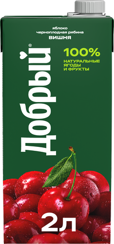 Нектар ДОБРЫЙ Яблоко, черноплодная рябина и вишня, 2л, изображение