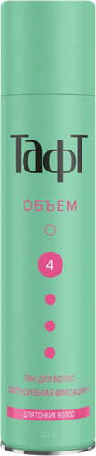 Лак для тонких волос ТАФТ Объем, сверхсильная фиксация, 225мл, детальное фото