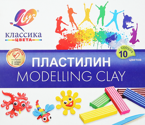Пластилин ЛУЧ Классика 10 цветов, со стеком Арт. 7С304-08, 200г, фотография