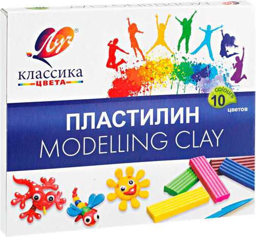 Пластилин ЛУЧ Классика 10 цветов, со стеком Арт. 7С304-08, 200г, вид