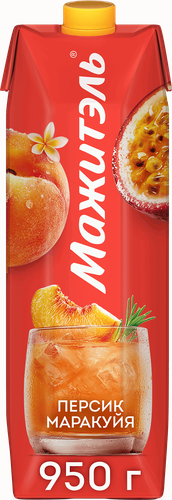Напиток сывороточно-молочный МАЖИТЭЛЬ Персик, маракуйя 0,05%, без змж, 950г, фото