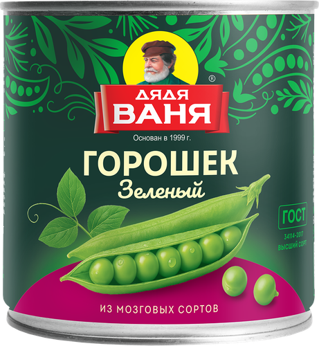 Горошек зеленый ДЯДЯ ВАНЯ консервированный, 400г, картинка