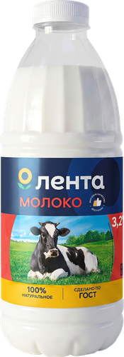 Молоко пастеризованное ЛЕНТА 3,2%, без змж, 930мл, детальное фото