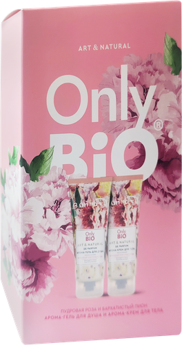 Набор подарочный женский ONLY BIO ART&NATURALL №152, Пудровая роза и Бархатистый пион, 400мл, картинка